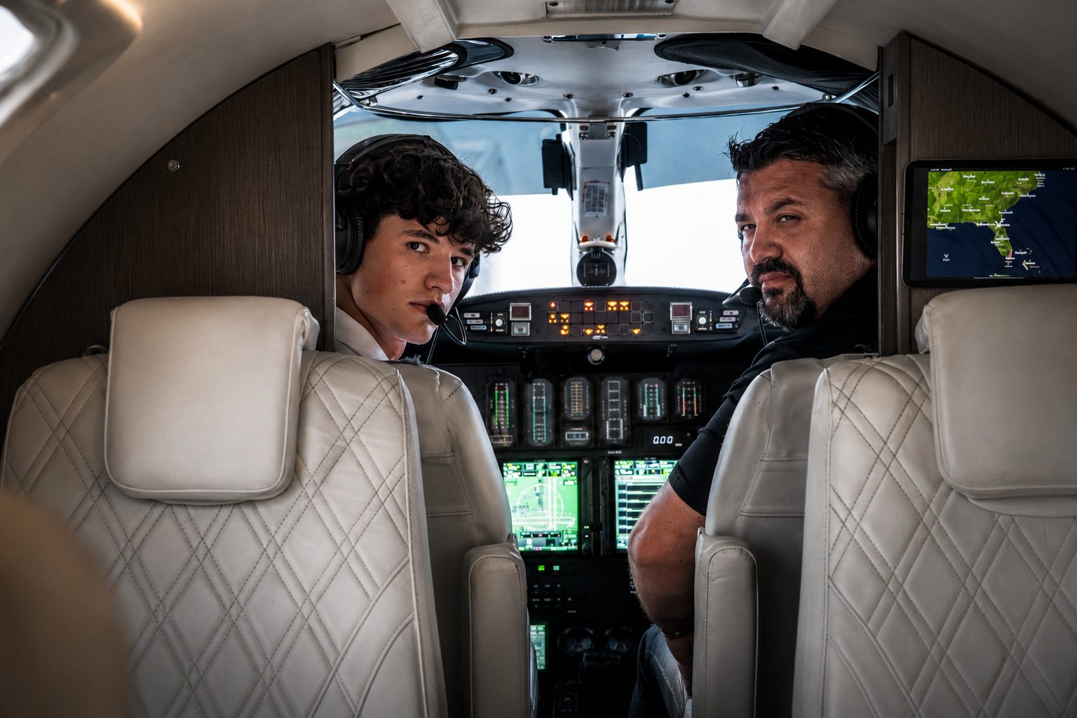 Vladimir and Alex Shteyn in the cockpit