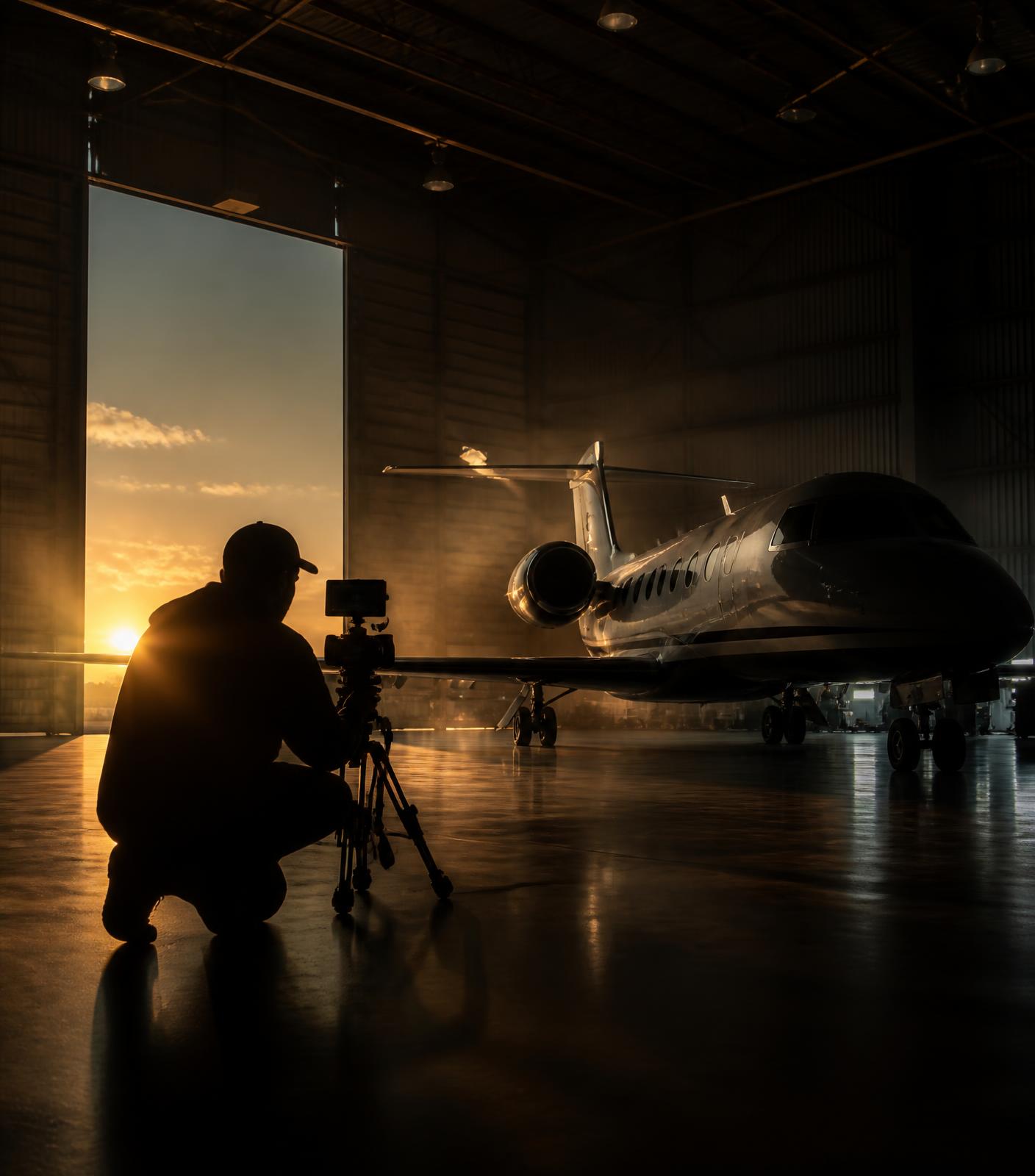 Aircraft in a training hangar